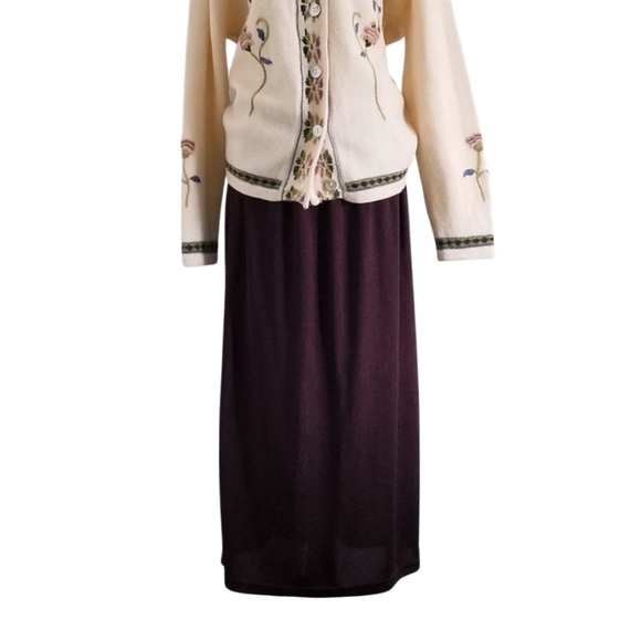 🇨🇦 Vintage 90s Maxi Purple Knit Skirt Size XL - Picture 4 of 7